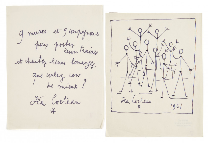 COCTEAU (Jean)  Dessin original signé.