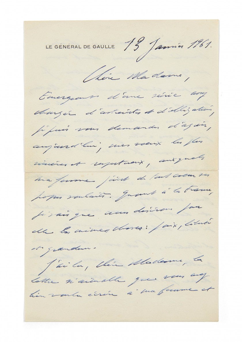 DE GAULLE (Charles)  Lettre autographe signée.