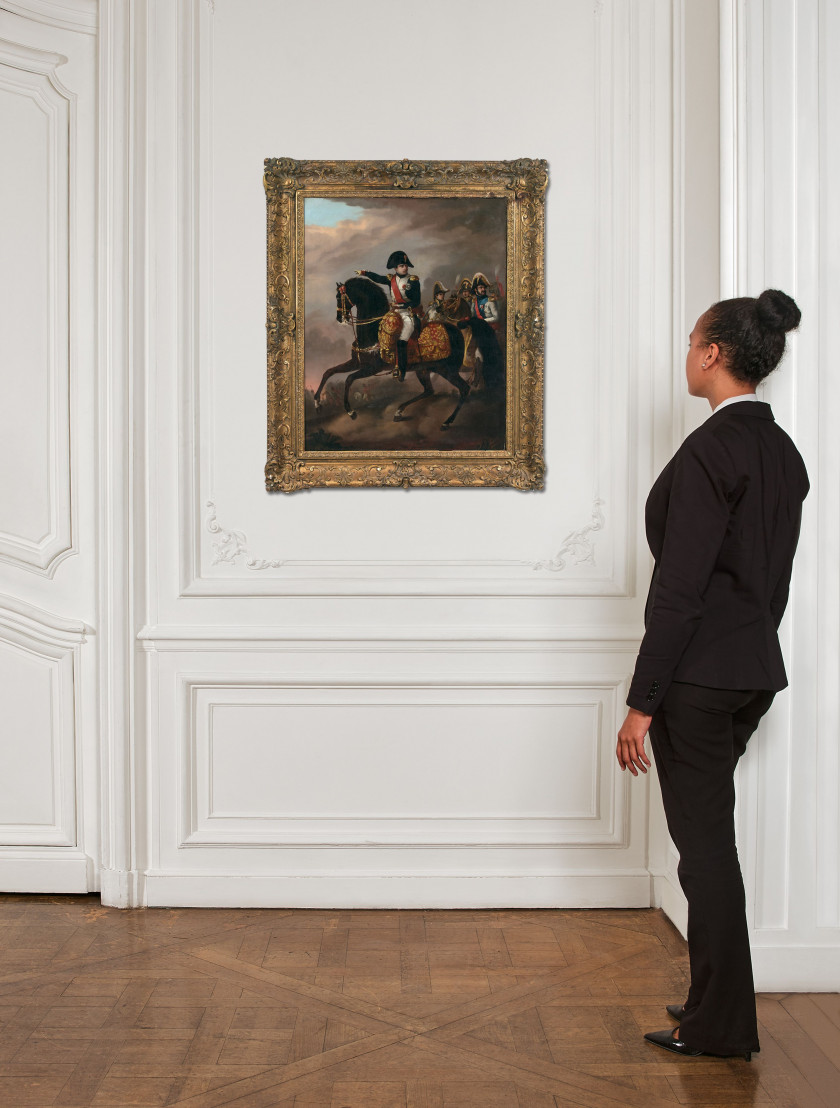 Ecole française, 1836 D'après Carle Vernet Napoléon Ier, empereur des Français Huile sur toile (Toile d'origine)