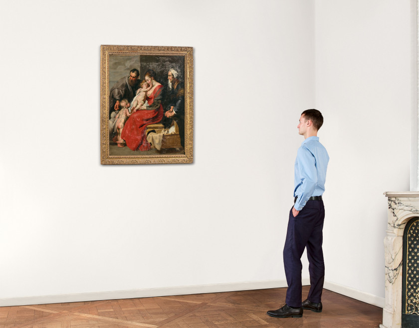 Ecole flamande du XVIIe siècle Atelier de Pierre-Paul Rubens La Sainte Famille avec sainte Elisabeth et le petit saint Jean-Baptiste...