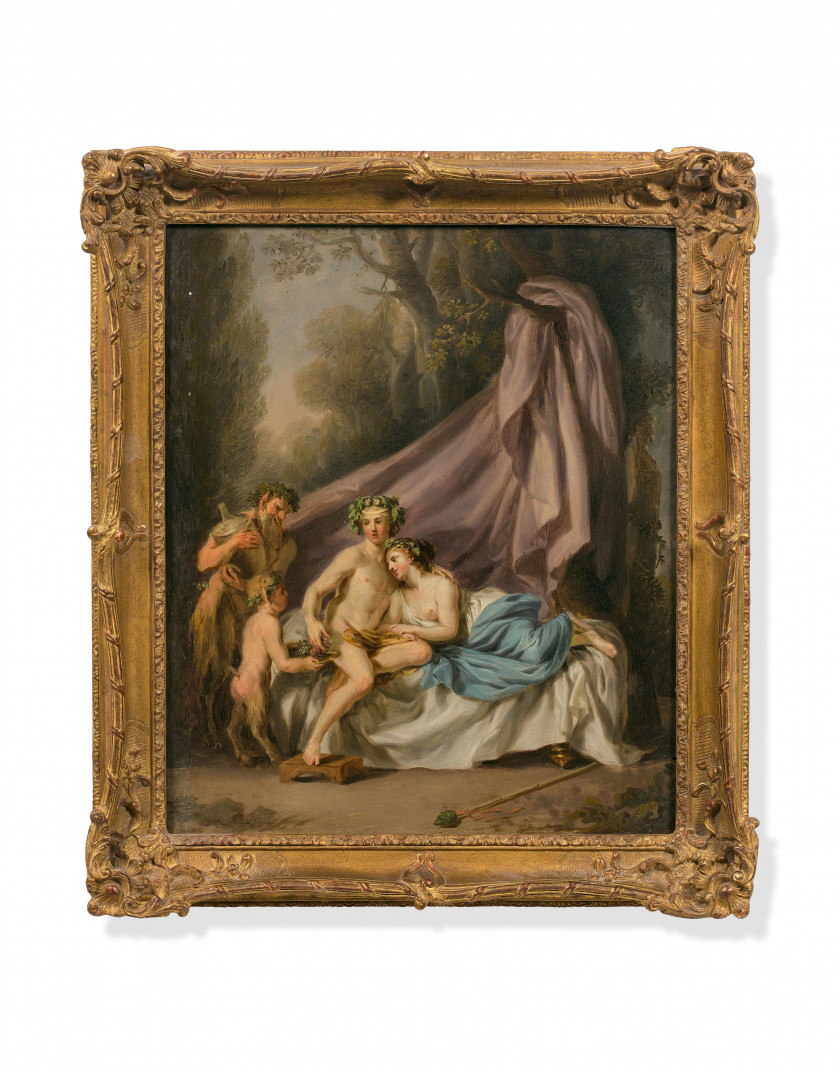Attribué à François GUÉRIN Paris, 1717 - 1807 Bacchus et Ariane Huile sur zinc