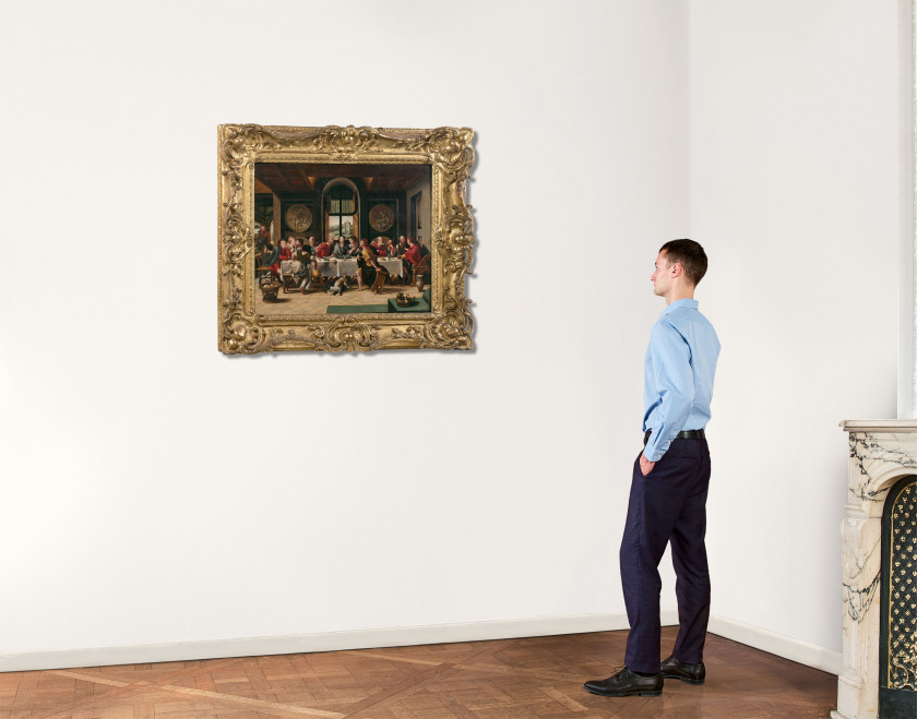 Atelier de Pieter COECKE van AELST Aelst, 1502 - Bruxelles, 1550 La Cène Huile sur panneau de chêne, trois planches, parqueté