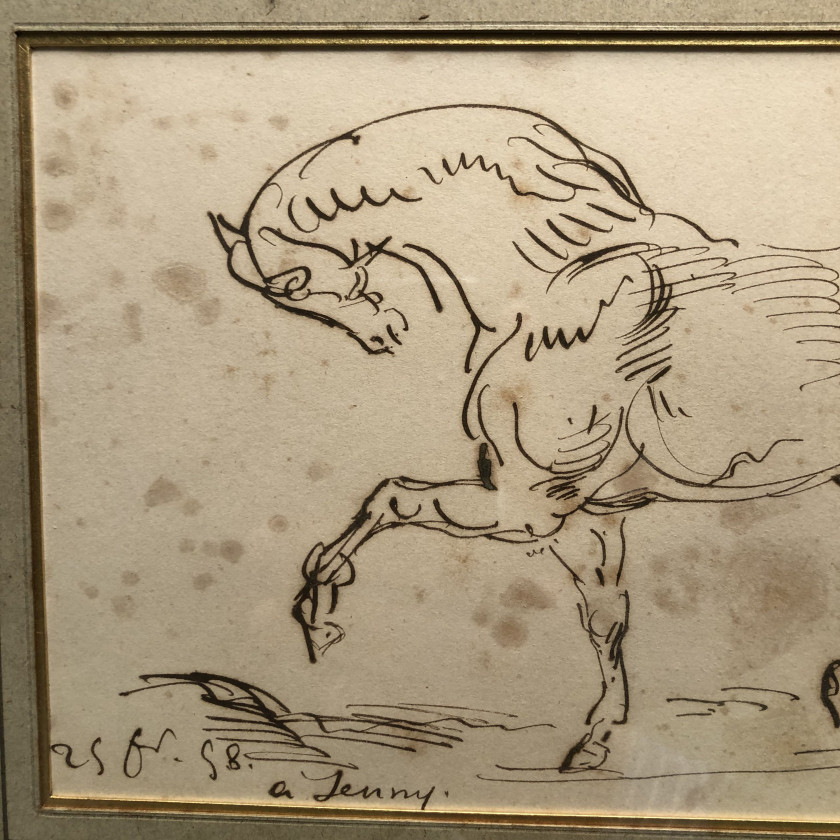 Eugène DELACROIX Charenton-Saint-Maurice, 1798 - Paris, 1863 Cheval de profil Plume et encre brune