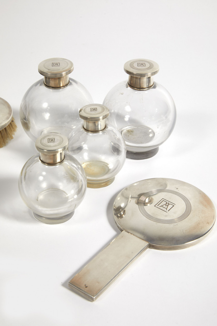 Jean E.PUIFORCAT 1897-1945 Garniture de toilette - circa 1925