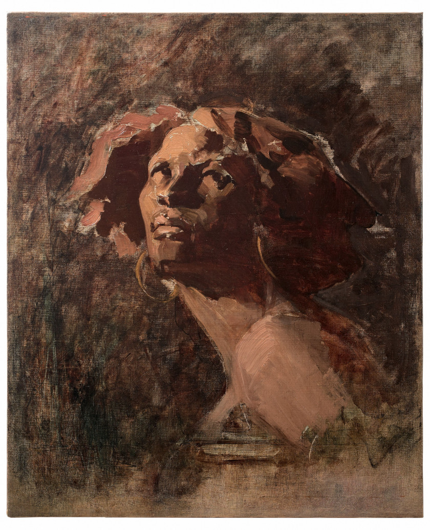 Jean-Baptiste CARPEAUX Valenciennes,1827 - Courbevoie, 1875 "Pourquoi naître esclave ?" Huile sur toile (Toile d'origine)