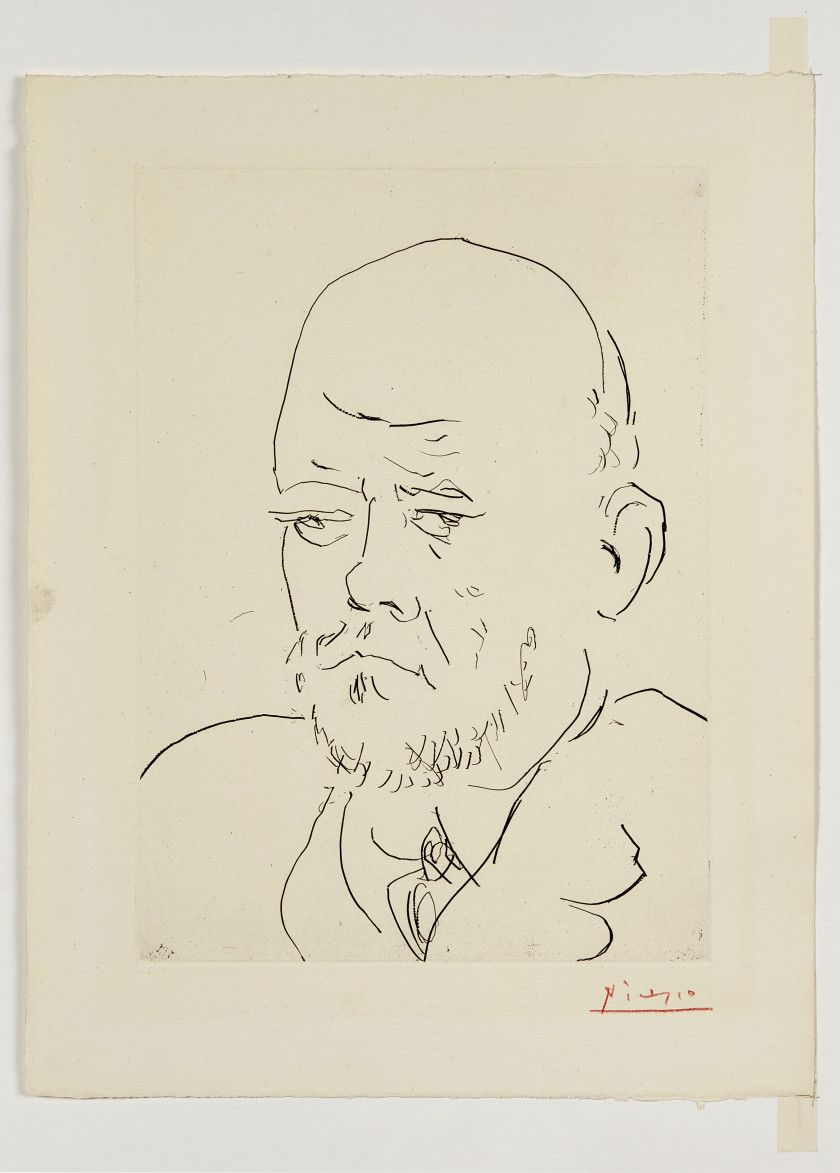 Pablo PICASSO (1881 - 1973) Portrait de Vollard - 1937 Planche 100 de la Suite de Vollard