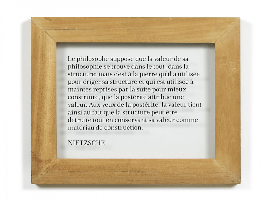 Joseph KOSUTH (Né en 1945) Ex-libris - 1981 2 sérigraphies sur verre trempé, chacune sous encadrement conçu par l'artiste