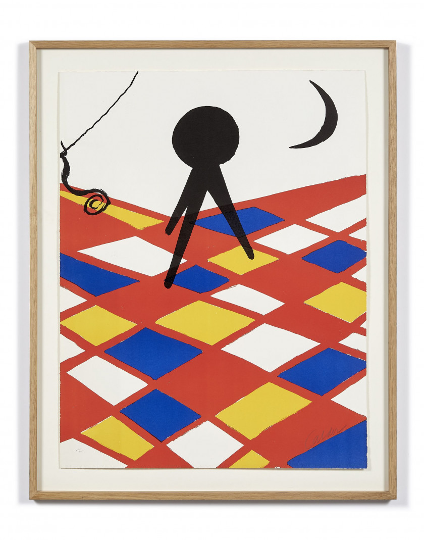 Alexander CALDER (1898 - 1976) Tabouret à trois pieds - 1969 Lithographie en couleurs