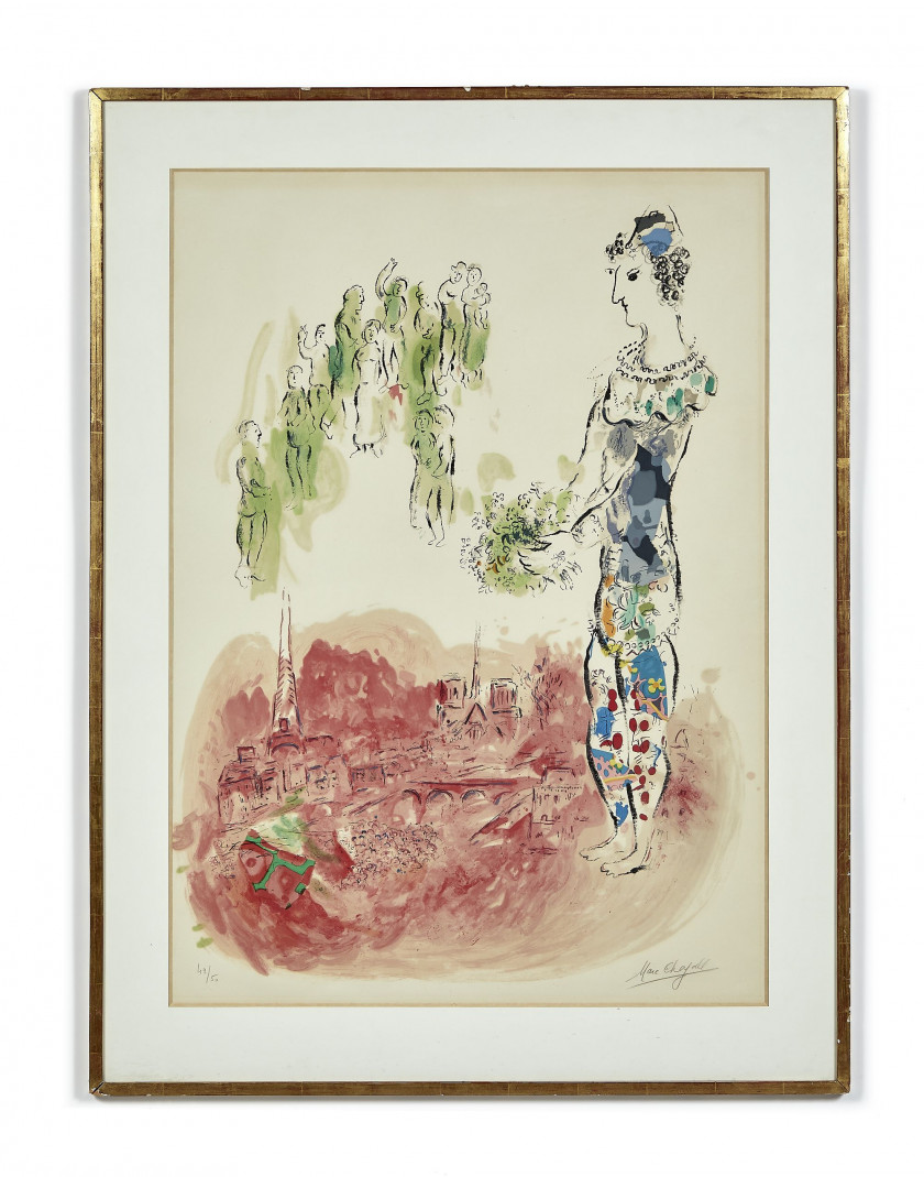 Marc CHAGALL (1887 - 1985) Le magicien de Paris II - 1969 Lithographie en couleurs