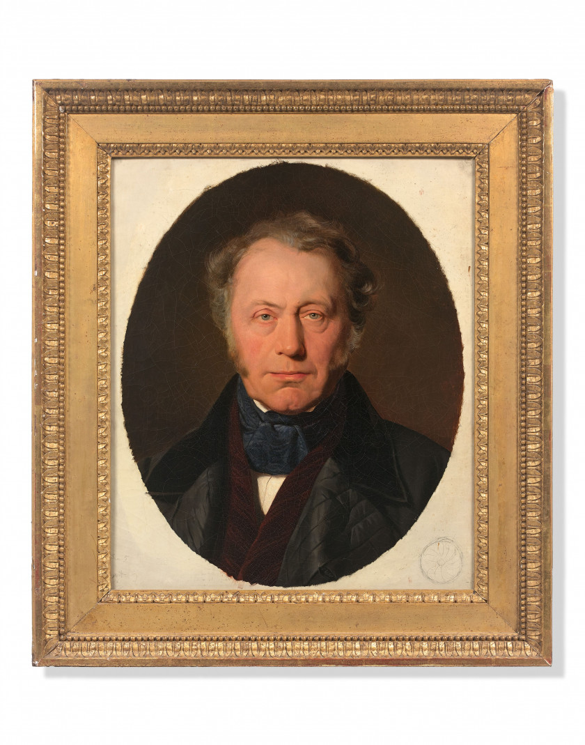 ¤ Paul DELAROCHE Paris, 1797 - 1856 Portrait du comte James-Alexandre de Pourtalès-Gorgier, dans un ovale Huile sur toile (Toile d'ori