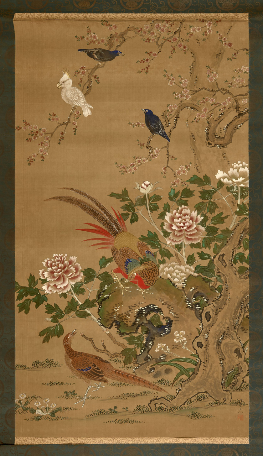 DEUX PEINTURES EN ROULEAUX À L'ENCRE ET COULEUR SUR SOIE, Japon, époque Edo, XIXe siècle