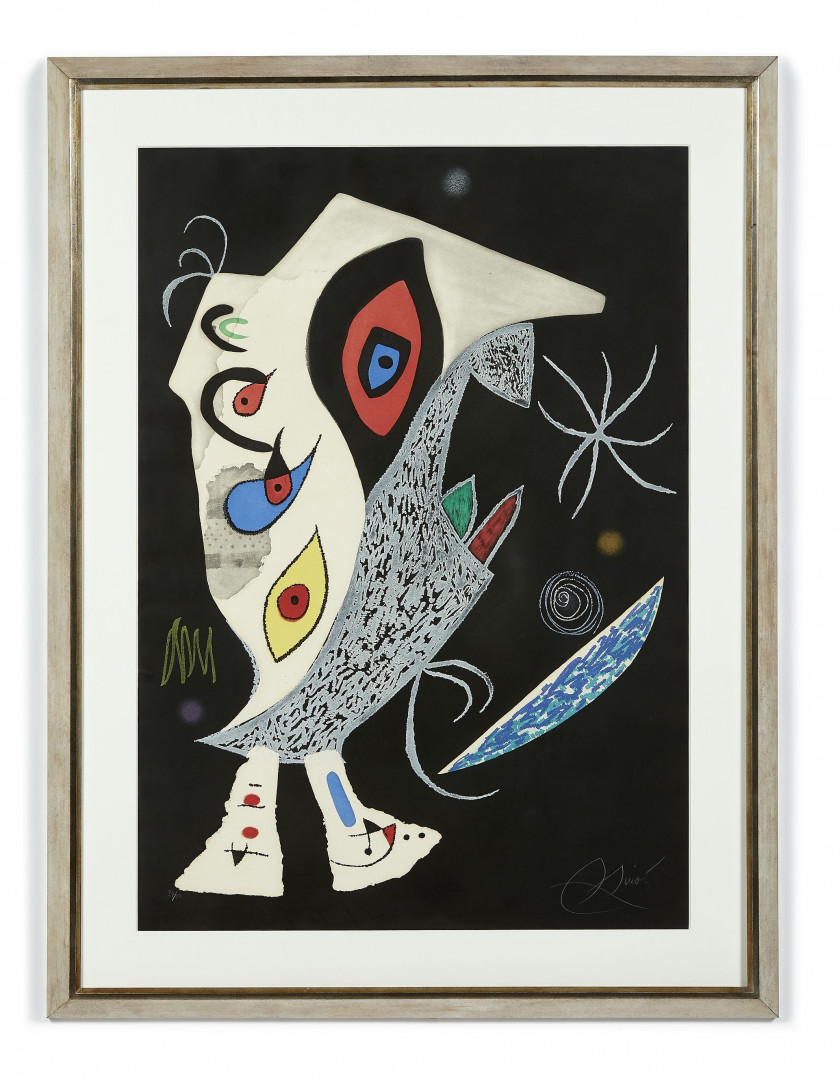 Joan MIRÓ (1893 - 1983) Barbare dans la nuit - 1976 Eau-forte et aquatinte en couleurs