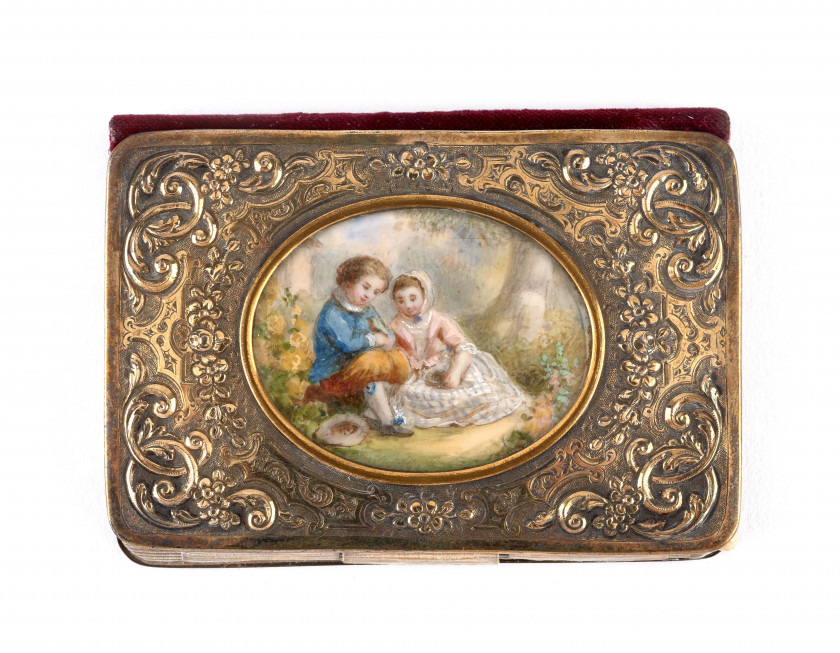 CARNET DE BAL EN VERMEIL AVEC MINIATURE, DÉBUT DU XIXe SIÈCLE Orfèvre Louis-Alexandre Bruneau (1823-1843) Paris 1838-1843