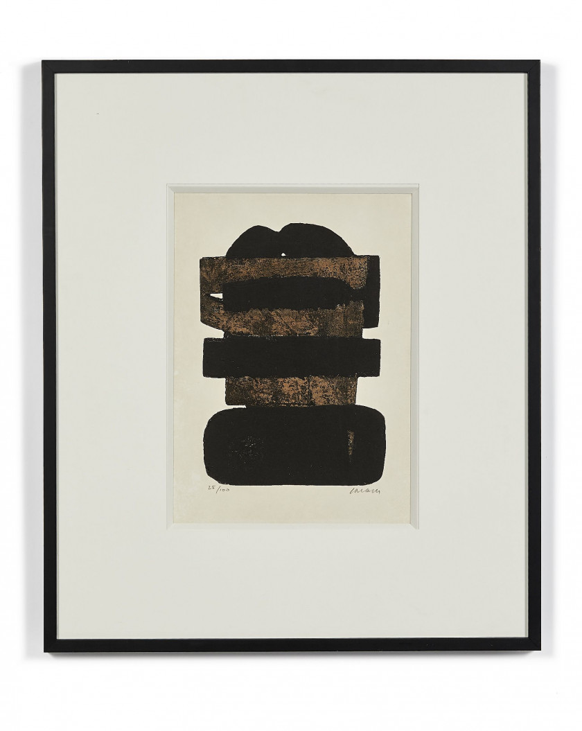 Pierre SOULAGES (Né en 1919) Eau-forte XXIV - 1973 Eau-forte en couleurs