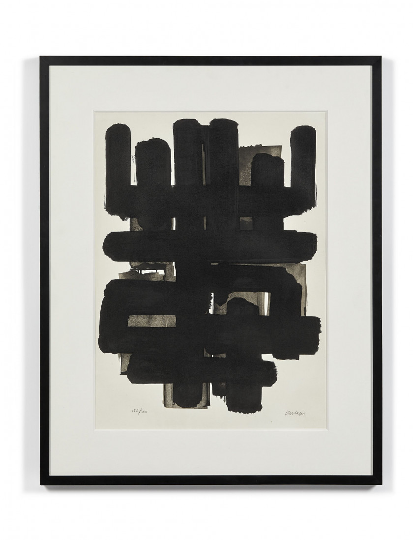 Pierre SOULAGES (Né en 1919) Lithographie 3 - 1957 Lithographie en couleurs