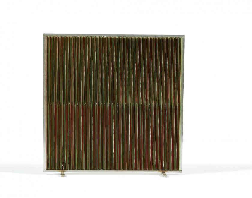 Carlos CRUZ-DIEZ (1923 - 2019) Physichromie MB - 1965 Acrylique sur carton peint, lamelles de plastique et métal