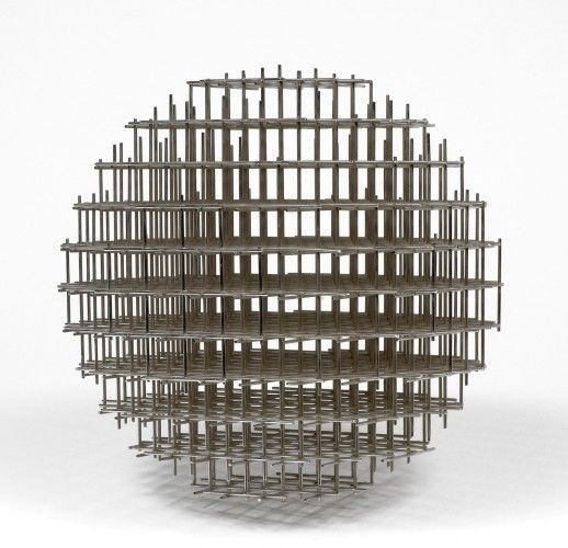 François MORELLET (1926 - 2016) Sphère - Trames - 1962 Acier inoxydable