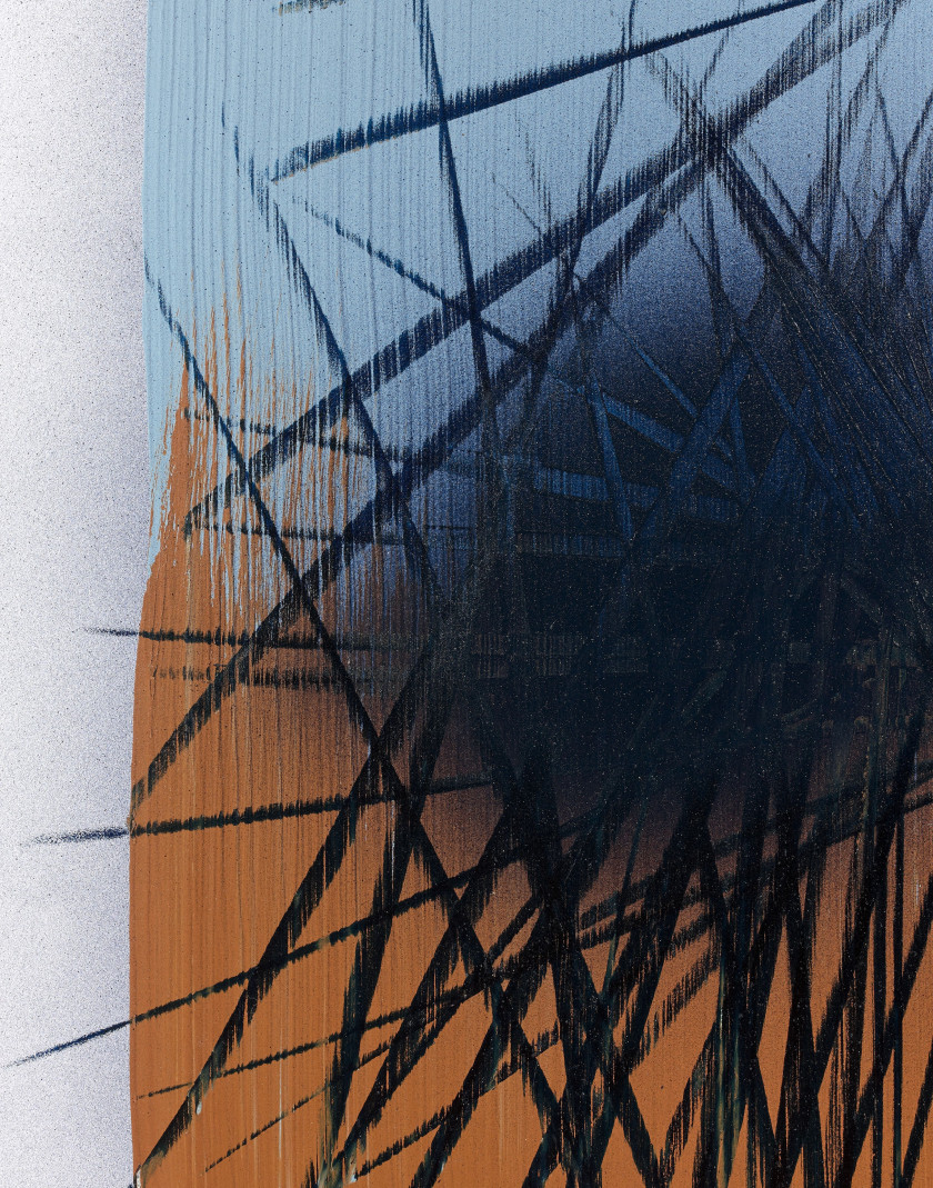 Hans HARTUNG (1904 - 1989) T1966-E34 - 1966 Pastel et acrylique sur carton baryté