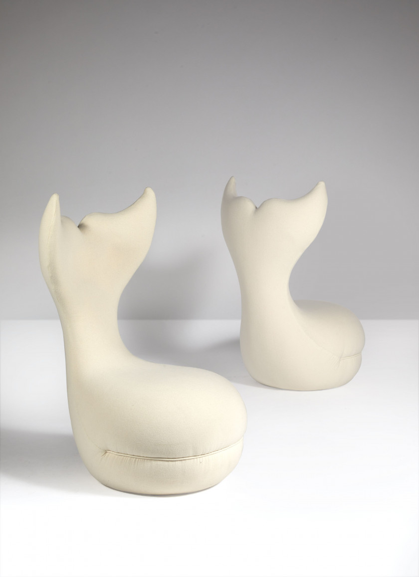 Hubert LE GALL Né en 1961 Paire de fauteuils "Baleine" - 2004