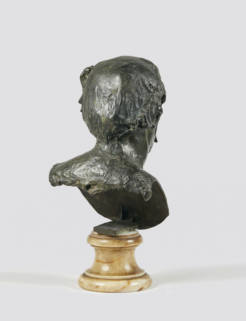 Auguste RODIN 1840 -1917 Buste de Marcellin Berthelot, version au plastron arrondi - 1905-1906 Bronze à patine noire nuancée vert