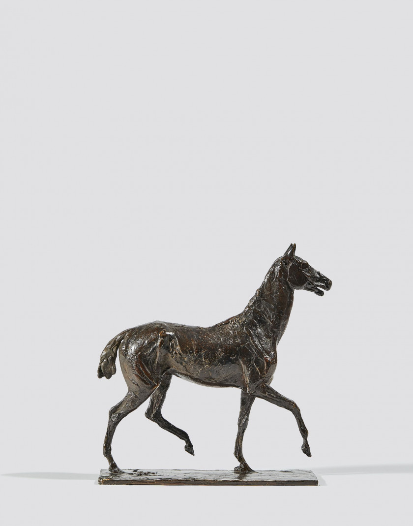 Edgar DEGAS 1834 -1917 Cheval marchant au pas relevé Bronze à patine brune