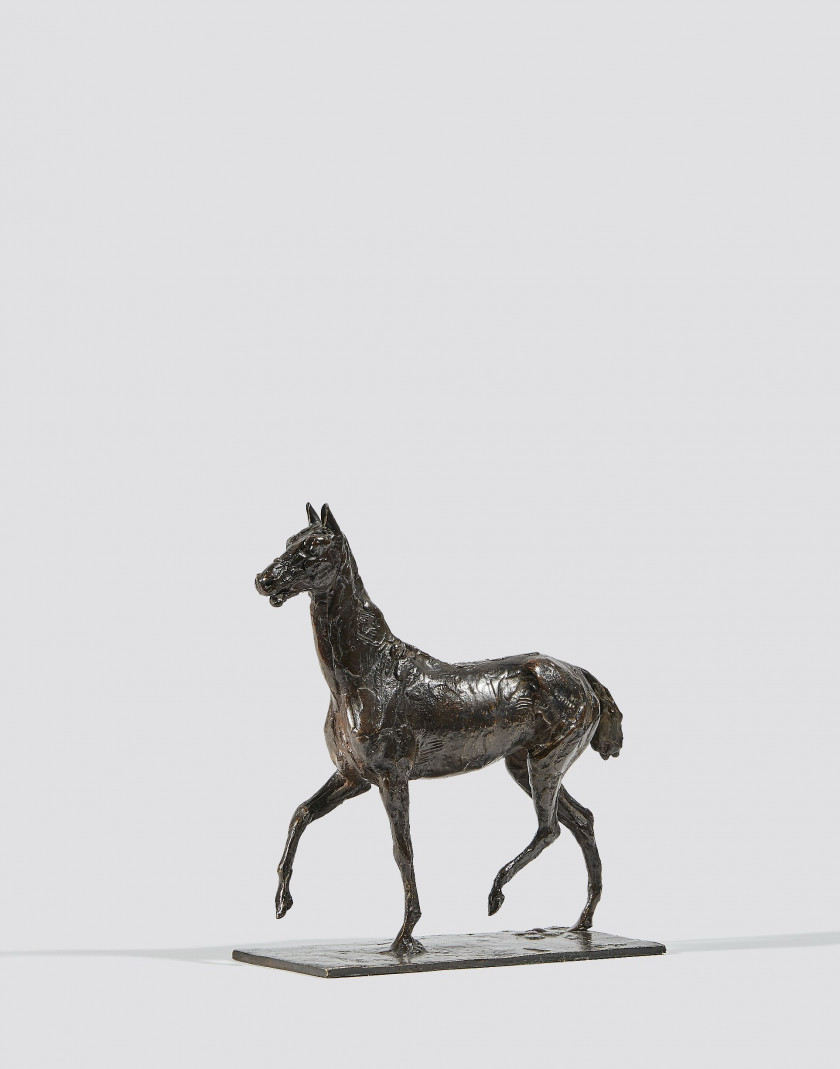 Edgar DEGAS 1834 -1917 Cheval marchant au pas relevé Bronze à patine brune