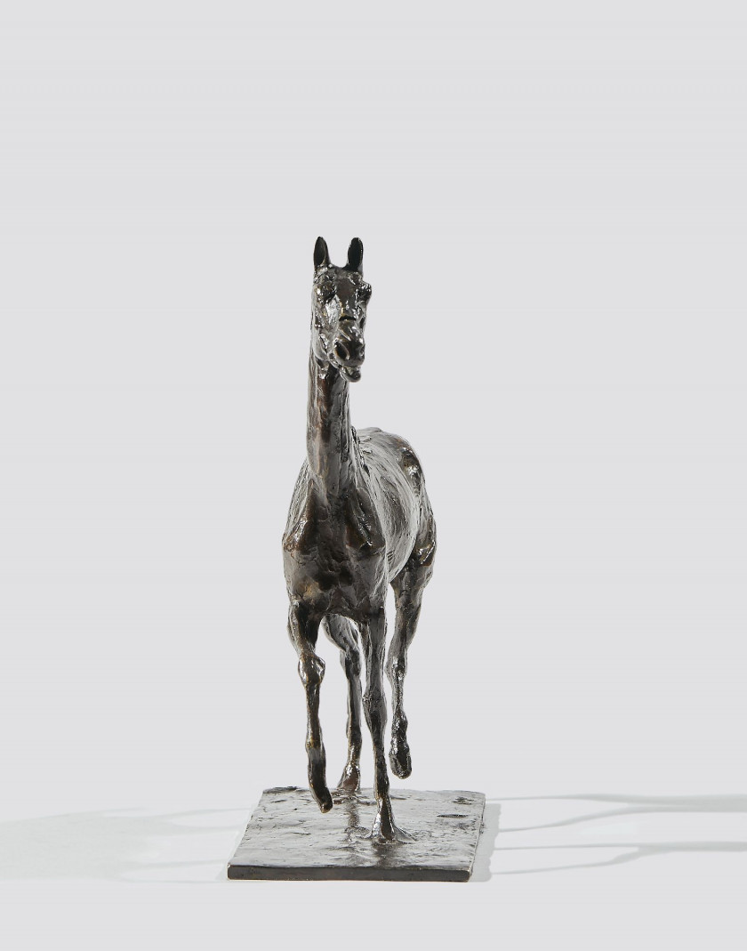 Edgar DEGAS 1834 -1917 Cheval marchant au pas relevé Bronze à patine brune