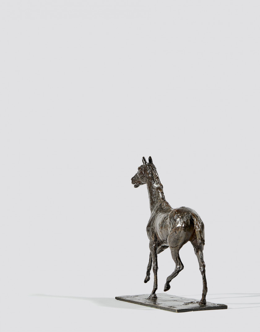 Edgar DEGAS 1834 -1917 Cheval marchant au pas relevé Bronze à patine brune