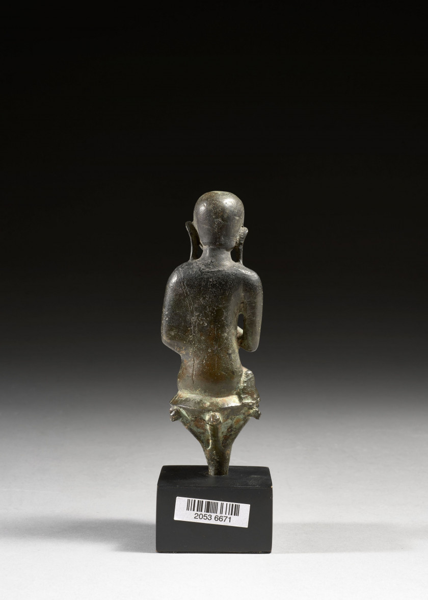 STATUETTE DE MOINE EN BRONZE, Birmanie, XVIIe-XVIIIe siècle