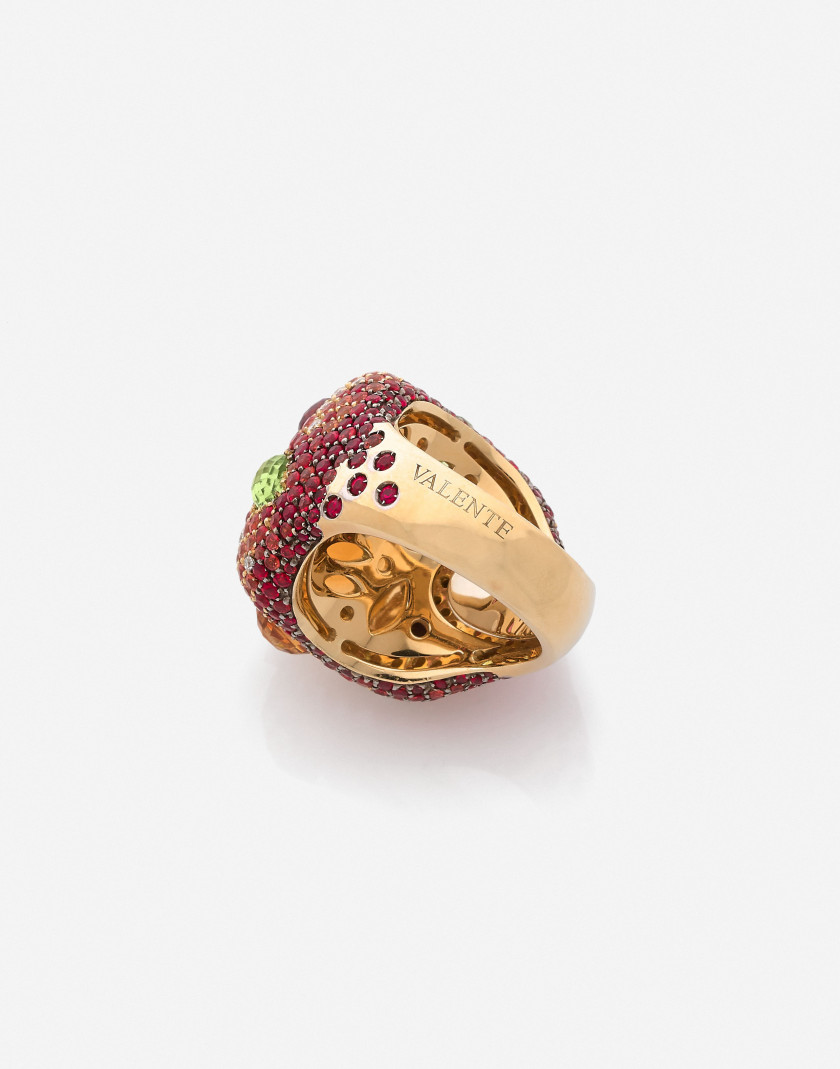 VALENTE Bague et pendants d'oreilles en or, citrine, diamant, saphirs et pierres fines A citrine, sapphire, diamond, gemstones and go