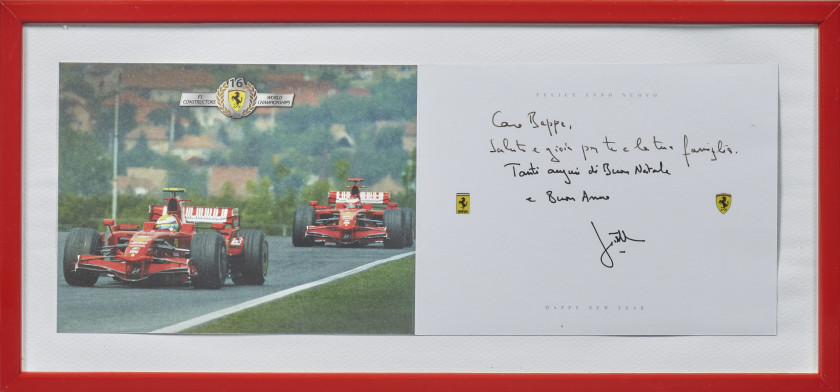 CARTE DE VŒUX FERRARI  de Jean Todt à Giuseppe Neri