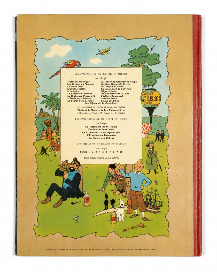 TINTIN N°21  Les Bijoux de la Castafiore Casterman, 1963. Dos carré rouge sans titre, 4e plat B34, pages de garde bleu clair. Ti...