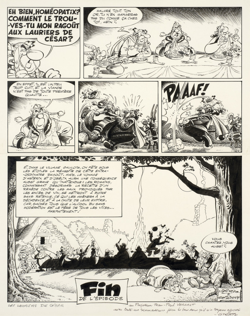 Albert UDERZO  1927-2020 Les Aventures d’Astérix le gaulois - Tome 18 Les Lauriers de César Encre de Chine sur papier pour l...