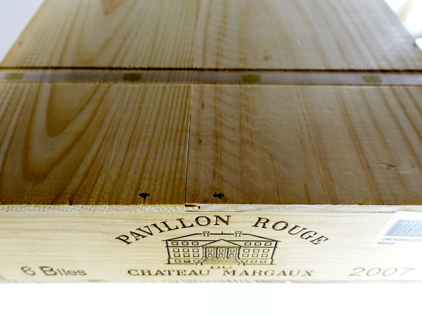 6 bouteilles PAVILLON ROUGE DU CH MARGAUX 2007 Margaux Caisse bois d'origine