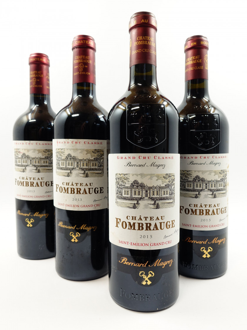 9 bouteilles 5 bts : CHÂTEAU FOMBRAUGE 2013 GCC Saint Emilion (étiquettes tachées léger déchirées)