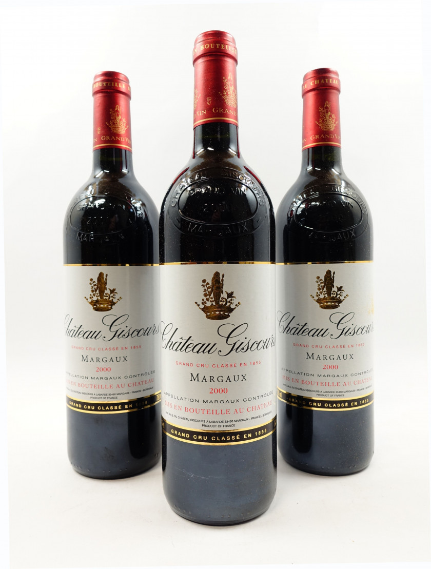 12 bouteilles CHÂTEAU GISCOURS 2000 3è GC Margaux Caisse bois d'origine
