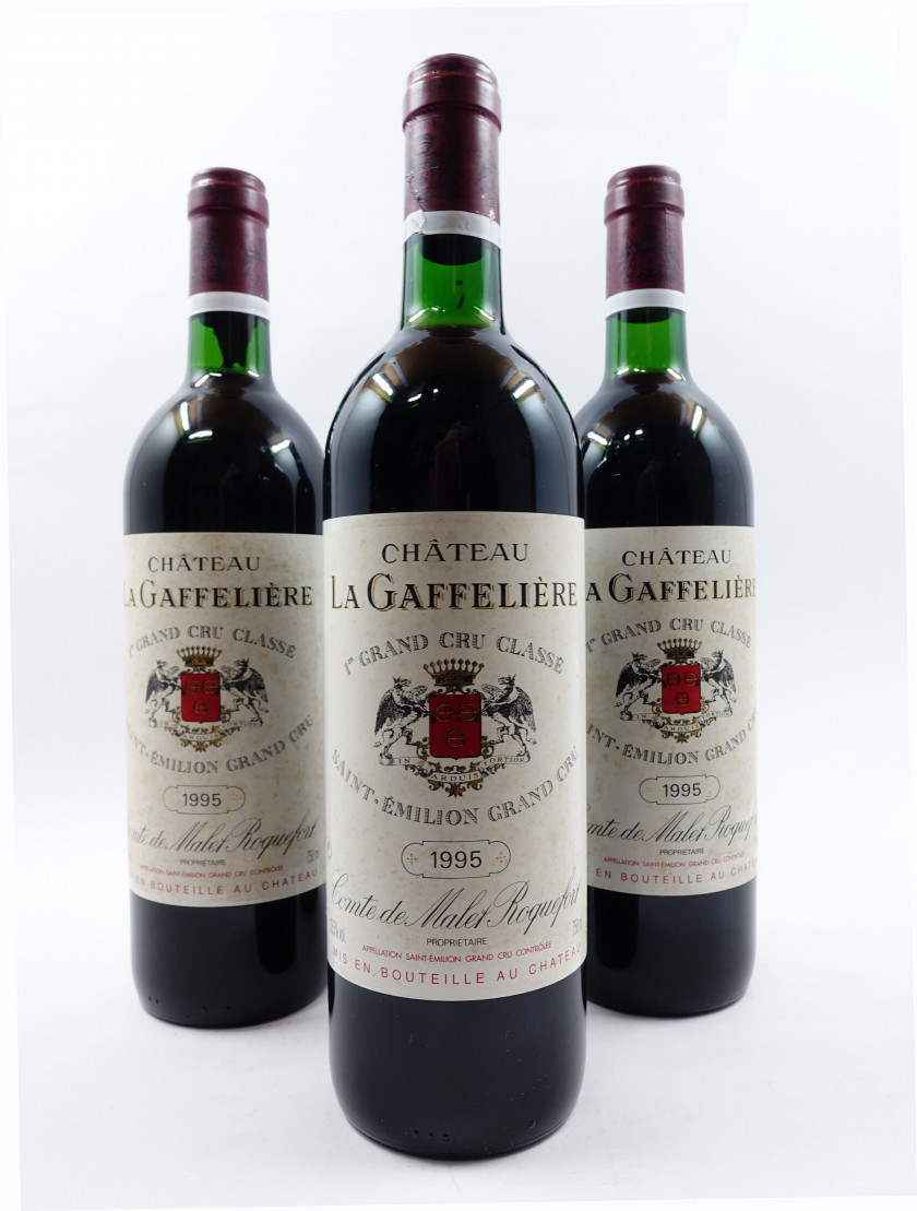 8 bouteilles CHÂTEAU LA GAFFELIERE 1995 1er GCC (B) Saint Emilion (4 base goulot