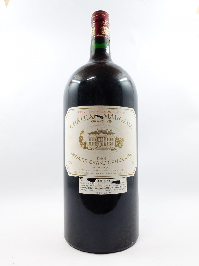 1 jéroboam CHÂTEAU MARGAUX 1988 1er GC Margaux (5L, étiquette abimée, déchirée