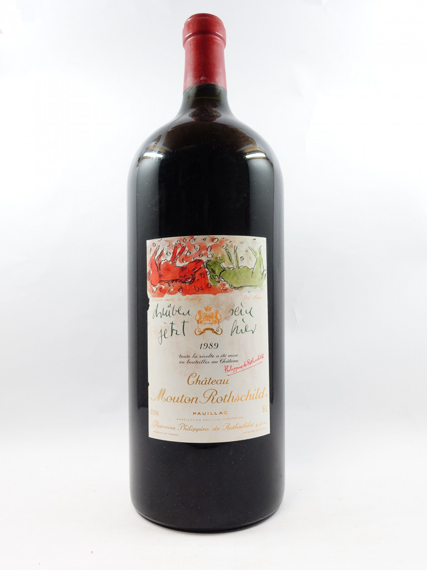 1 Impérial CHÂTEAU MOUTON ROTHSCHILD 1989 1er GC Pauillac (6L, étiquette et contre étiquette abimées, léger déchirées