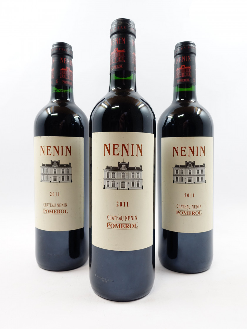 6 bouteilles CHÂTEAU NENIN 2011 Pomerol (étiquettes fanées)