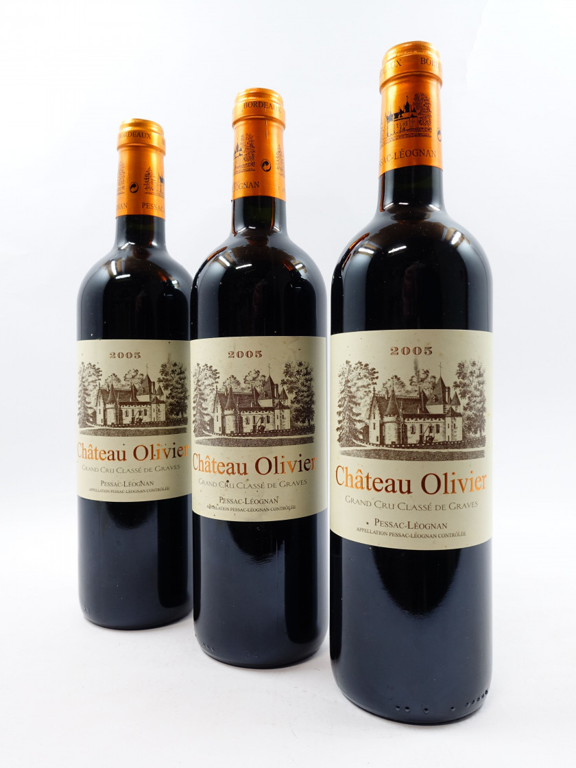 6 bouteilles CHÂTEAU OLIVIER 2005 CC Pessac Léognan (étiquettes léger tachées)