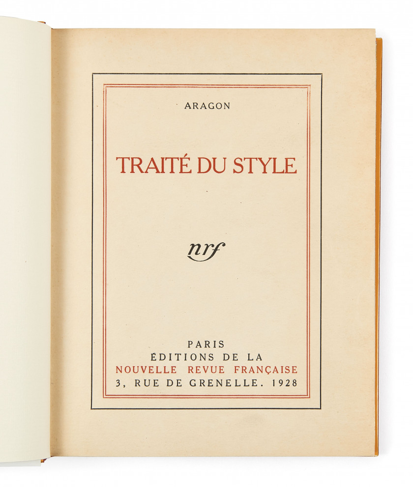 ARAGON (Louis)  Traité du style.