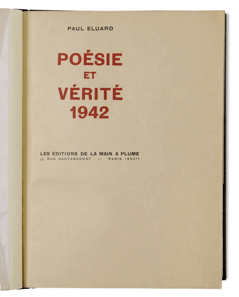 ÉLUARD (Paul)  Poésie et vérité, 1942.