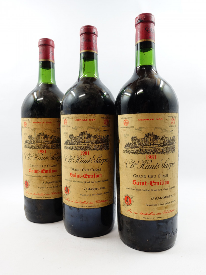 6 magnums CHÂTEAU HAUT SARPE 1981 GC Saint Emilion (3 base goulot