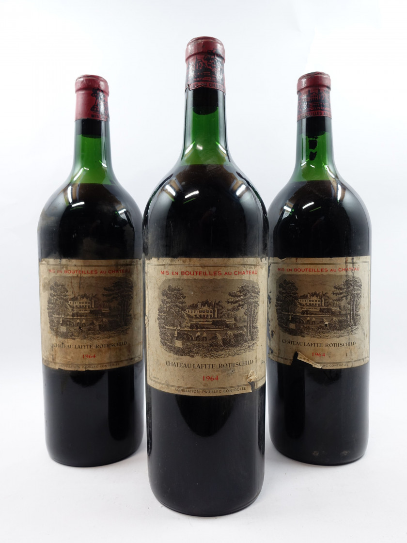 3 magnums CHÂTEAU LAFITE ROTHSCHILD 1964 1er GC Pauillac (haute épaule