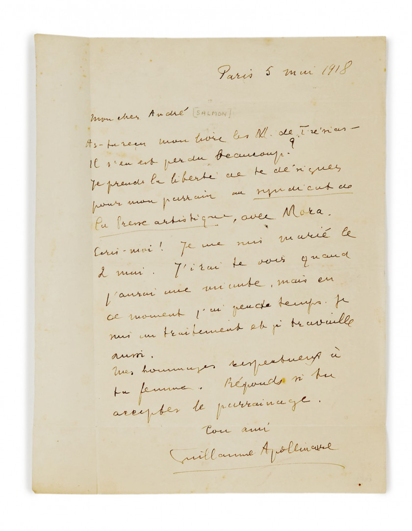 * APOLLINAIRE (Guillaume)  Les Mamelles de Tirésias, drame surréaliste en deux actes et un prologue.