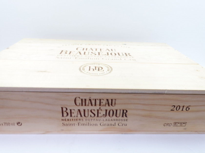 6 bouteilles CHÂTEAU BEAUSEJOUR DUFFAU LAGARROSSE 2016 1er GCC (B) Saint Emilion Caisse bois d'origine
