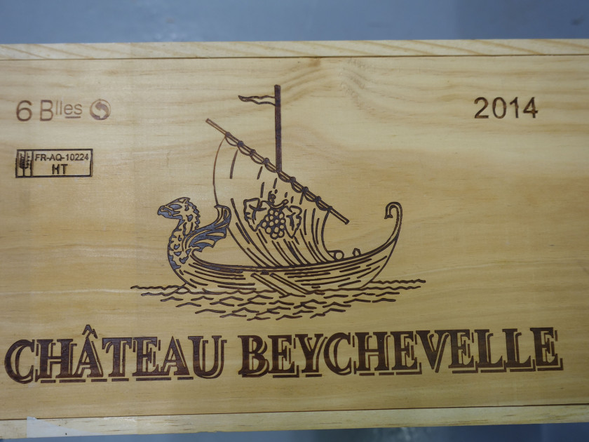 6 bouteilles CHÂTEAU BEYCHEVELLE 2014 4è GC Saint Julien Caisse bois d'origine