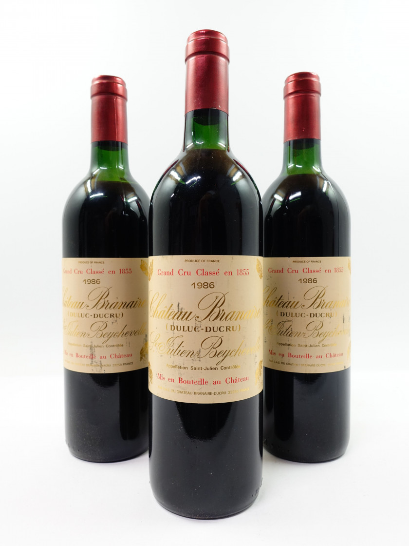 9 bouteilles CHÂTEAU BRANAIRE DUCRU 1986 4è GC Saint Julien (5 légèrement bas