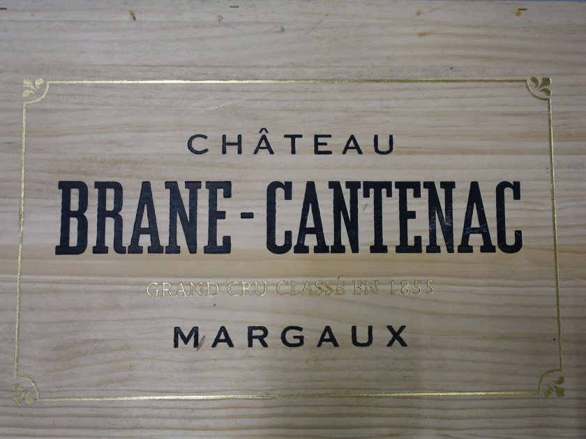 6 bouteilles CHÂTEAU BRANE CANTENAC 2013 2è GC Margaux Caisse bois d'origine (fond de caisse cassé)